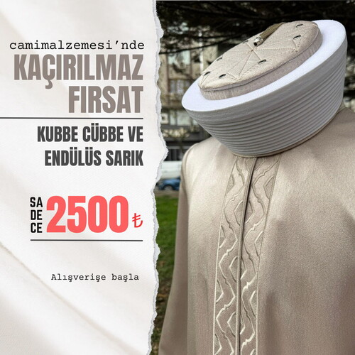 Lüks Kubbe Çift Bordur İmam Cübbesi Vizon